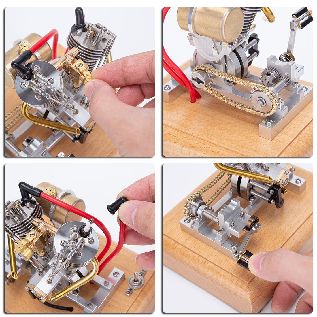 Simple Motorcycle Engine Model Hoglet 4.2CC Mini V2 Retro Motorcycle Engine Model with Pedal Start ...