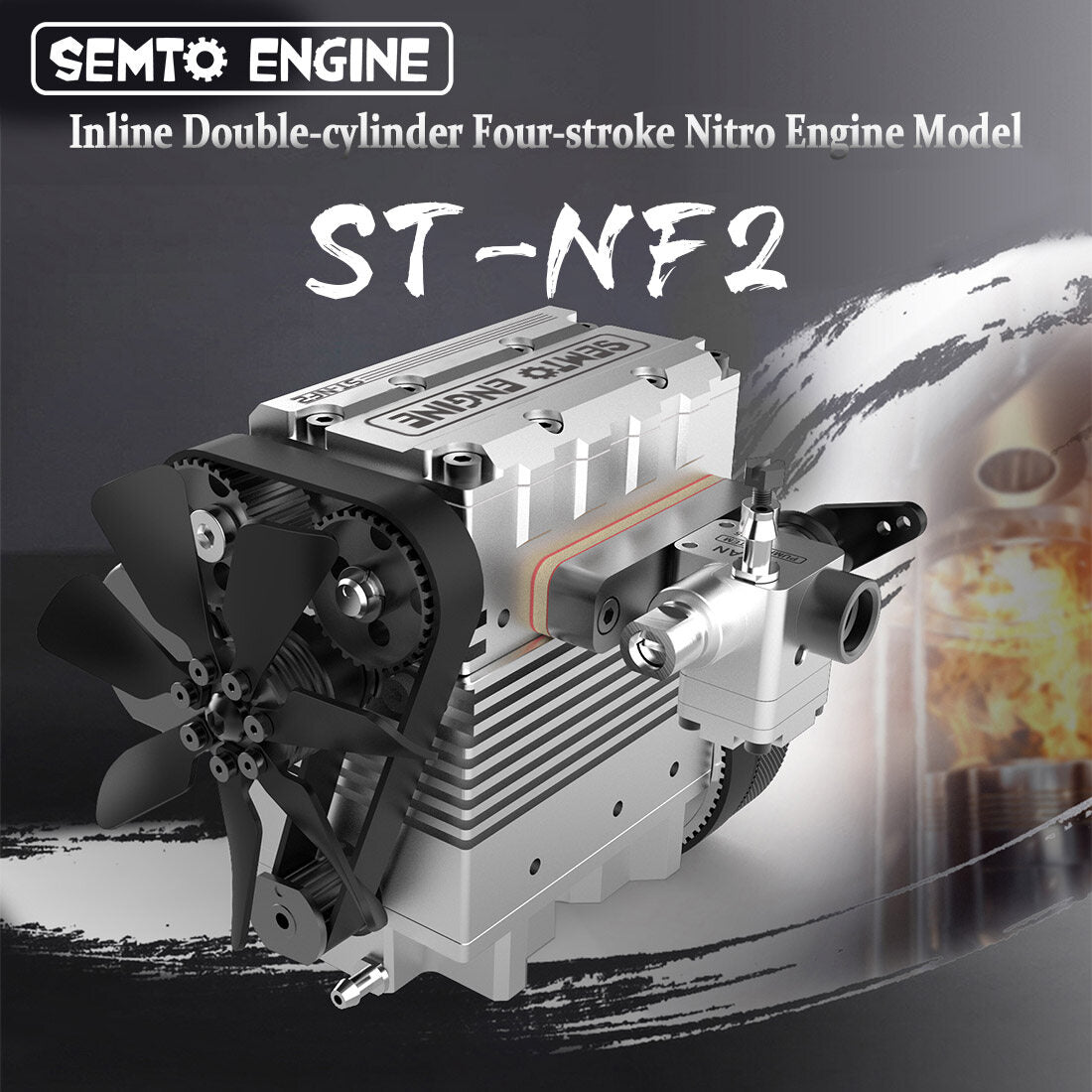 SEMTO ENGINE ST-NF2 7.0cc Mini Inline Double-cylinder Four-stroke Air-cooled Nitro Interal Combustion Engine Model Kit enginediyshop
