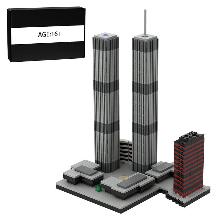 Mocsage 1/2000 Scale World Trade Center (1973-2001) Micro Parts Building Blocks Set (982PCS) enginediyshop