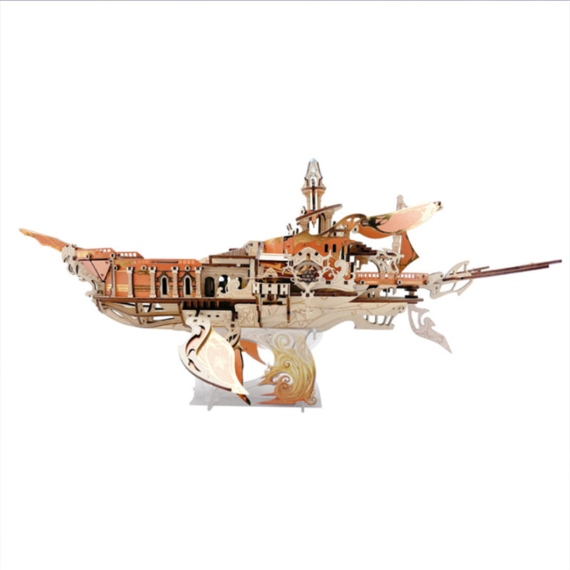 Whale Ship DIY 3D Wooden Puzzle Kit (472PCS) enginediyshop