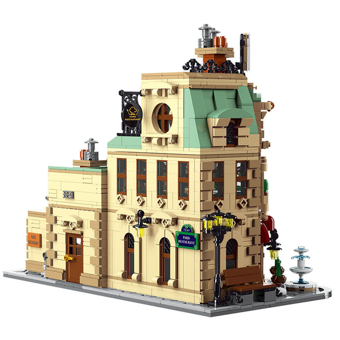 MOC-160521 Restaurants in Paris with Lights Modular Small Particles Building Blocks Set (3104PCS) enginediyshop