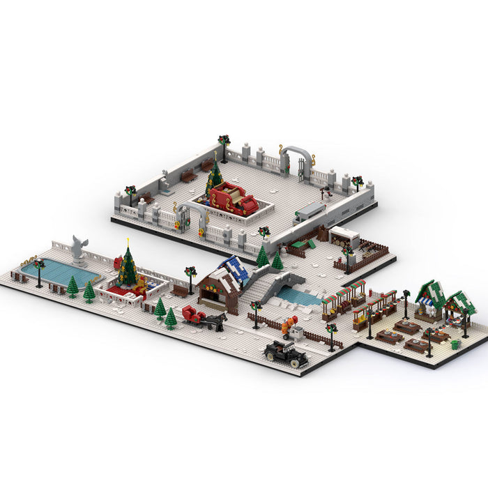 MOC Winter Village Large Christmas Square Model Assembly Toy Small Particles Building Blocks Set -5050PCS enginediyshop