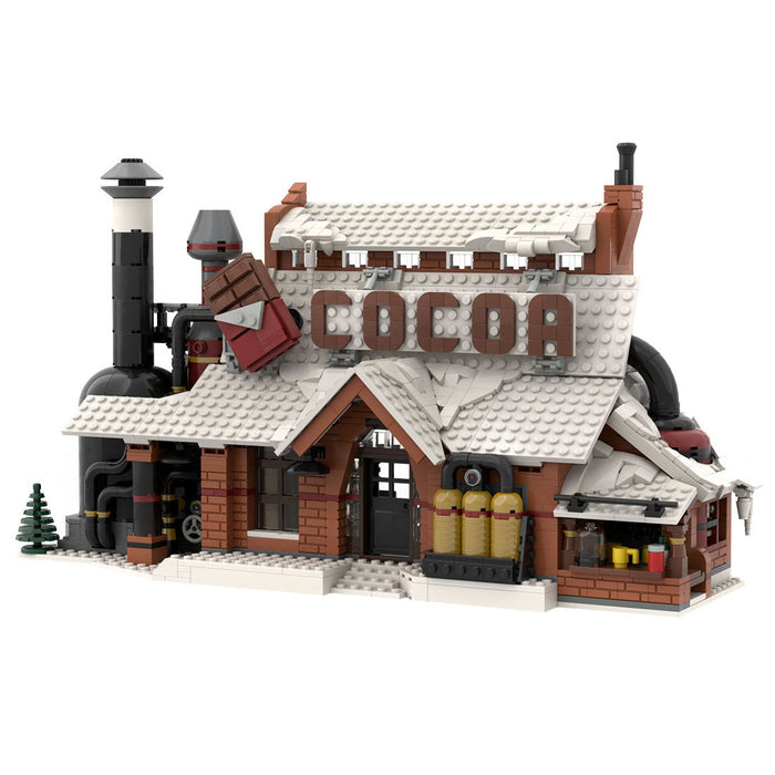 MOC-162963 Winter Village-Chocolate Factory Snowy Christmas Street Scene Building Blocks Set (1970PCS) enginediyshop