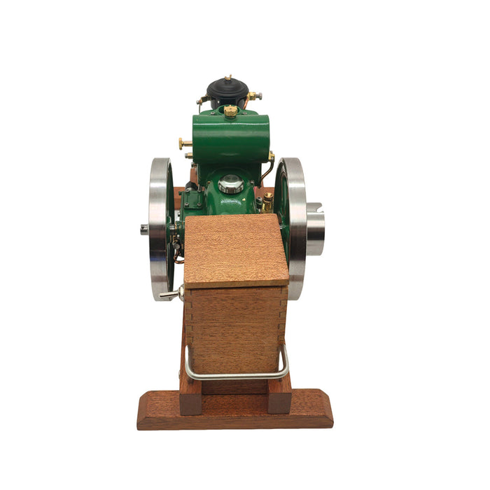 OKMO 1110 Miniature Single-Cylinder 4-Stroke Water-Cooled Horizontal Gasoline Internal Combustion Engine Model with Wooden Display Stand and Ignition System, Japanese Retro Industrial Mechanical Collectible enginediyshop