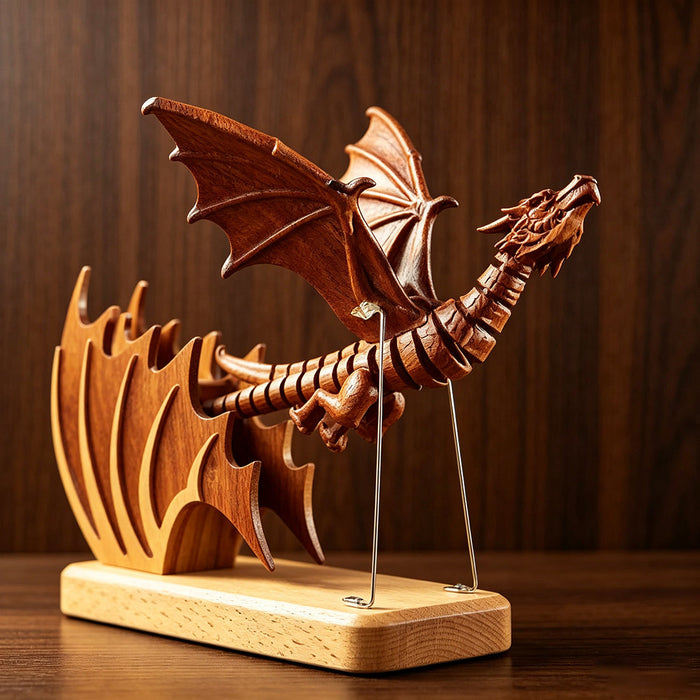 Wooden Western Mythical Creature Model – Articulated Gothic Fantasy Desktop Sculpture enginediyshop
