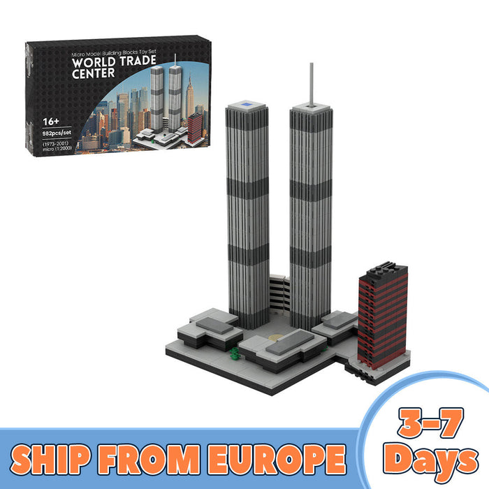 Mocsage 1/2000 Scale World Trade Center (1973-2001) Micro Parts Building Blocks Set (982PCS) enginediyshop