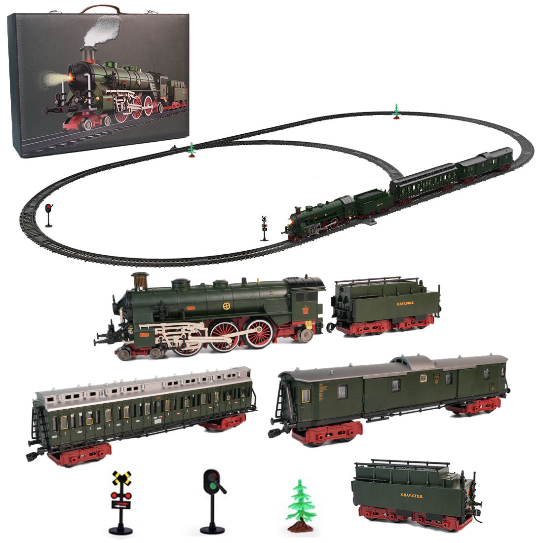 Alloy Electric Train Set Model with Carriage and Long Track, Gift for ...