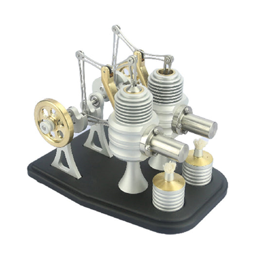 All Metal Beam Heat Engine Twin-Cylinder Stirling External Combustion Engine Gifts for Machine Enthusiasts(Kit Version) enginediyshop