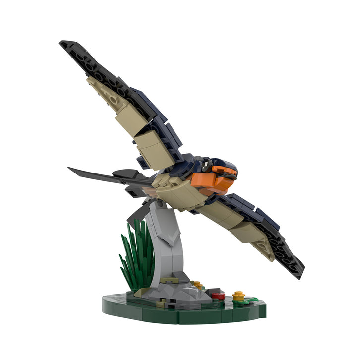 MOC BarnSwallow Flying Bird Model with Movable Head and Wings Display Model Kit (226 PCS) enginediyshop