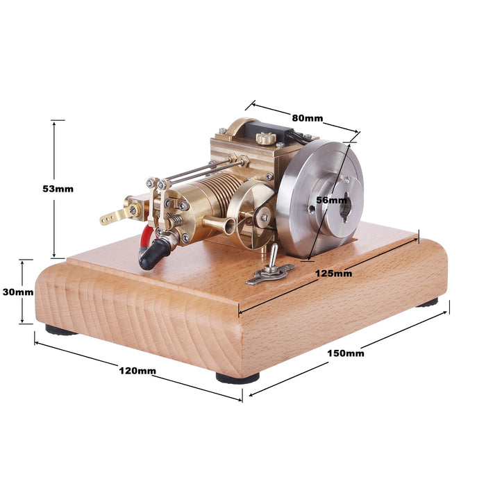 Mini 1.6cc Water-cooled Single-cylinder 4-stroke Gasoline Engine Internal Combustion Engine Model with Wooden Base enginediyshop
