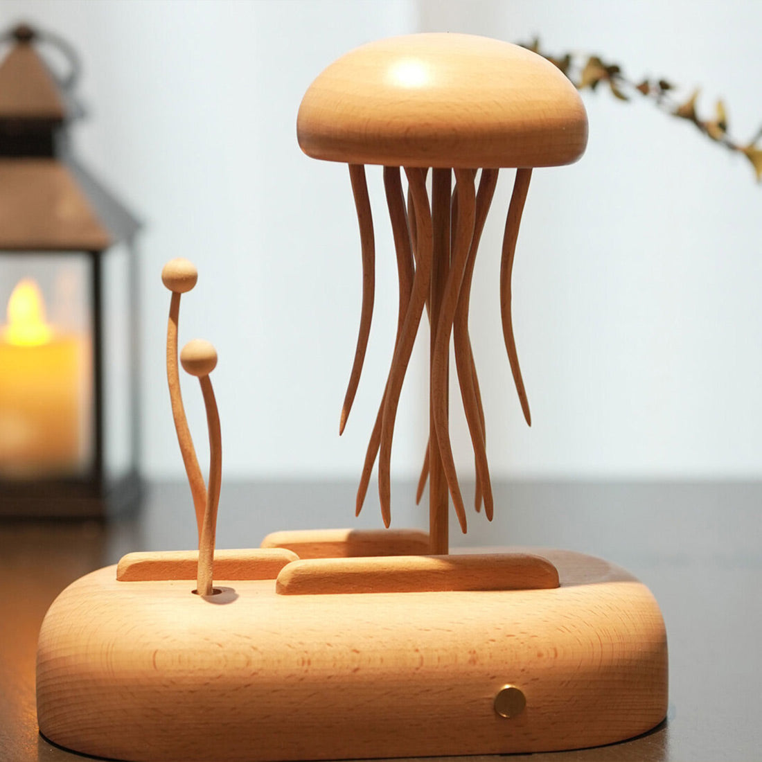 Illuminated Wooden Jellyfish Dynamic Model Desktop Stress-Relief Decor enginediyshop