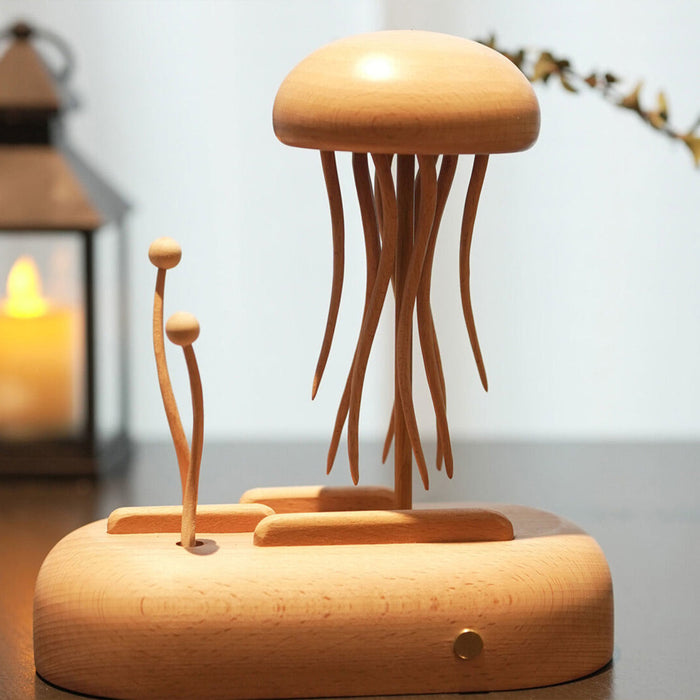 Illuminated Wooden Jellyfish Dynamic Model Desktop Stress-Relief Decor enginediyshop