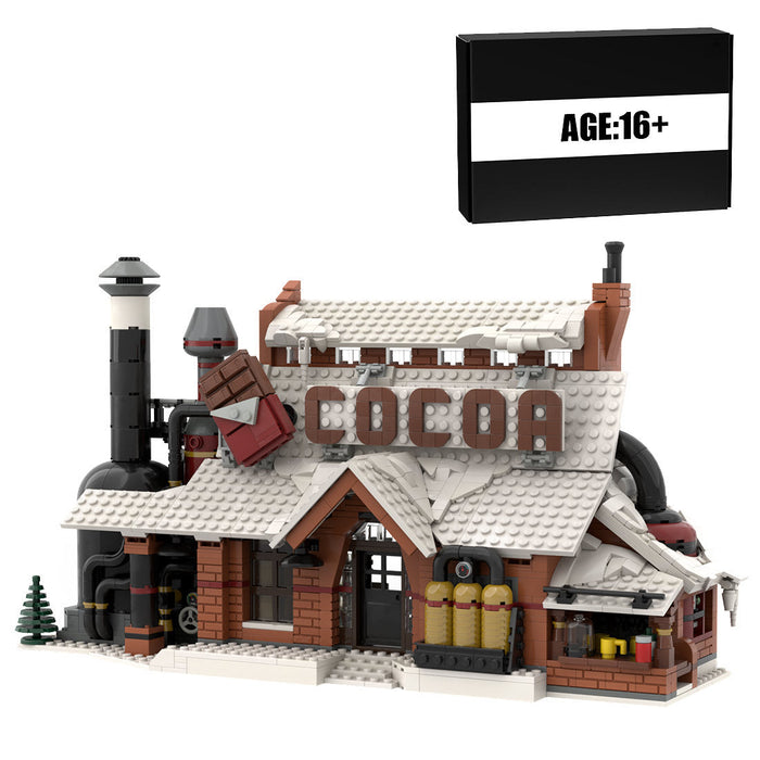MOC-162963 Winter Village-Chocolate Factory Snowy Christmas Street Scene Building Blocks Set (1970PCS) enginediyshop