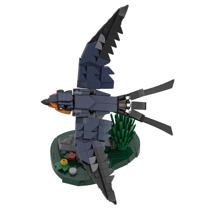 MOC BarnSwallow Flying Bird Model with Movable Head and Wings Display Model Kit (226 PCS) enginediyshop