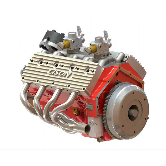 CISON Small-block 44CC 1/6 Scale V8 Engine Model, Water-Cooled 4-Stroke 8-Cylinder Gasoline Engine Internal Combustion V8 Engine Model Kit enginediyshop