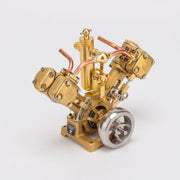 RW-V2 Mini V-Shape Double Cylinder Reciprocating Steam Engine Model for 70-130cm Steamships (Forward and Reverse Rotation/Without Boiler) enginediyshop