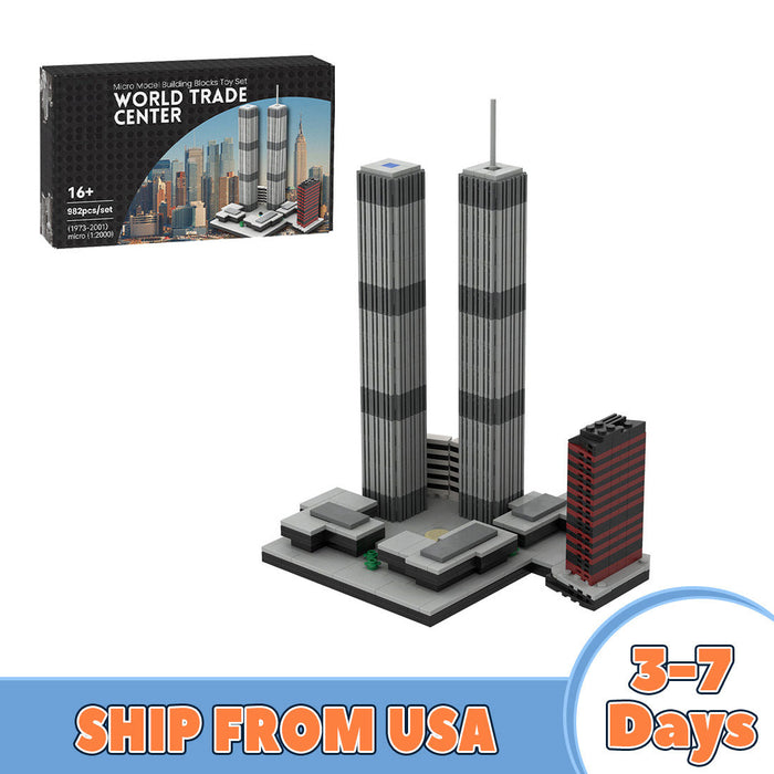 Mocsage 1/2000 Scale World Trade Center (1973-2001) Micro Parts Building Blocks Set (982PCS) enginediyshop