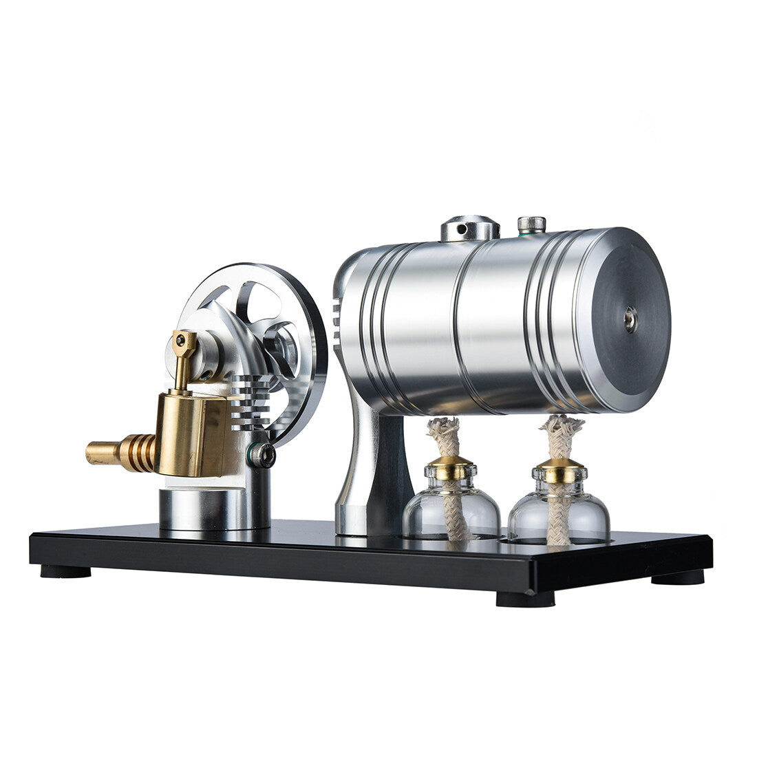 Retro-Dampfmaschinenmodell mit Kessel, Basis und Alkohollampe 2