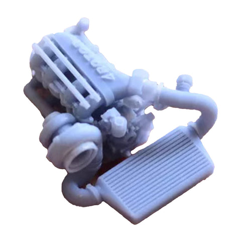 MLSJ 13pcs RX7 1:24 Scale Miniature Static 3D Printed Resin Rotor Engine Model Turbocharged Loose Parts Plain White Mold (Reference Mazda RX7 Engine) enginediyshop
