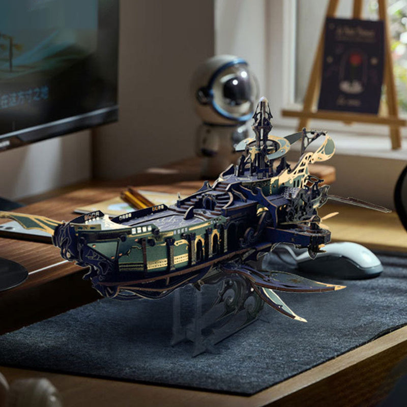 Whale Ship DIY 3D Wooden Puzzle Kit (472PCS) enginediyshop