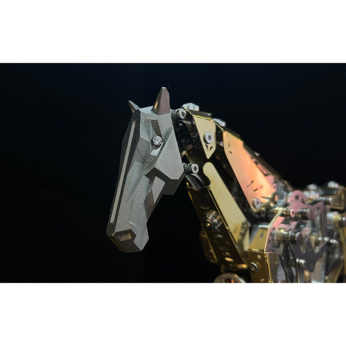 3D Metal Mechanical Horse Model DIY Dynamic Creature Assembly Sculpture with Precision Transmission Structure Powered Model Art Installation Display Kit-300+PCS enginediyshop
