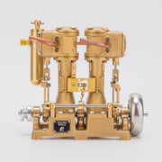 RW-L2 Mini Inline Double Cylinder Reciprocating Steam Engine Model for 70-130cm Steamships (Forward and Reverse Rotation/Without Boiler) enginediyshop