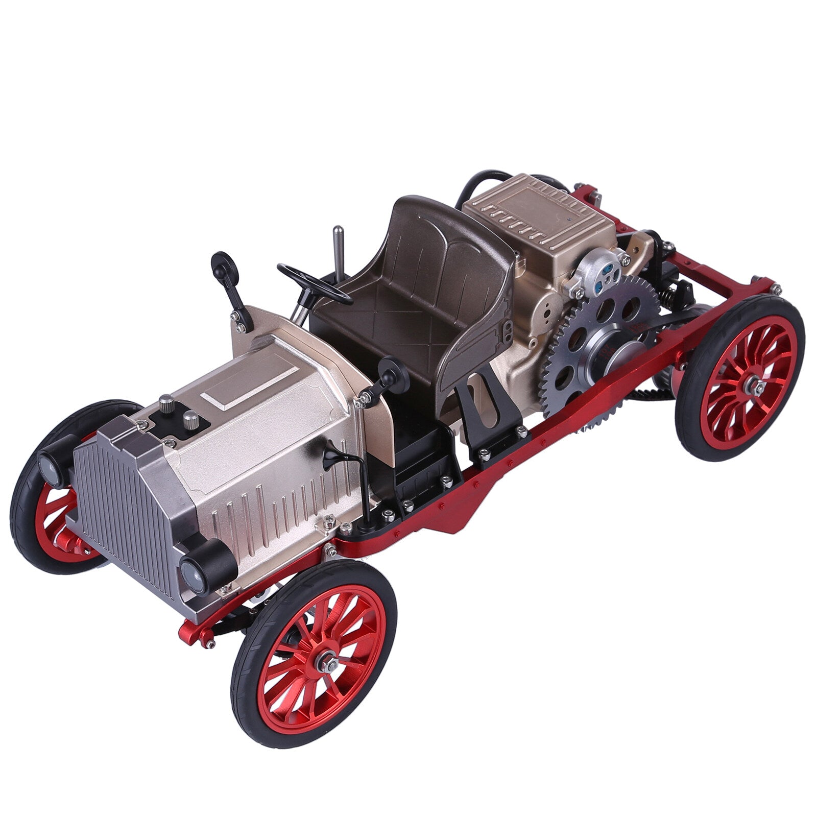 TECHING Klassisches Auto mit Einzylinder-Motormodellbausatz, das funktioniert - 300 Teile 8