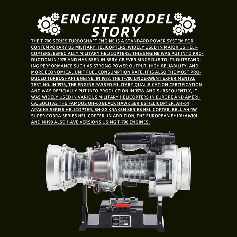 TECHING×SKYMECHMAN 1/4 Scale Metal Simulation Electric Military Helicopter Turboshaft Engine Model Kit