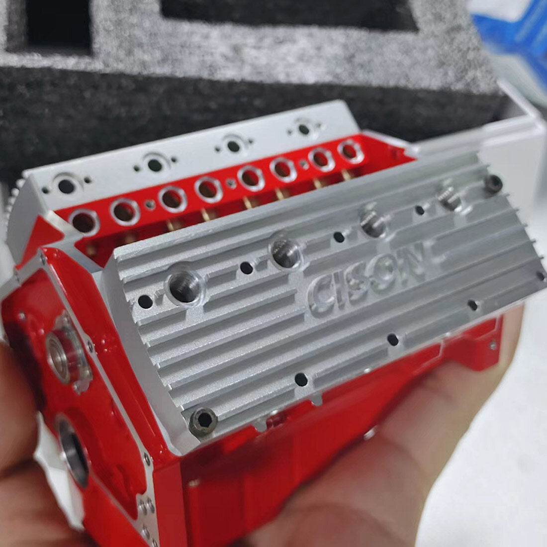 CISON 1/6 Scale Small-Block 44cc V8 Engine Model, Water-Cooled 4-Strok ...
