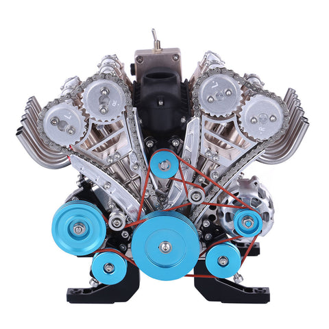 TECHING 500+ Teile 1:3 V8 Motor Modell Bausatz, Metall-Mechanik Motor Experiment Physik Spielzeug 6