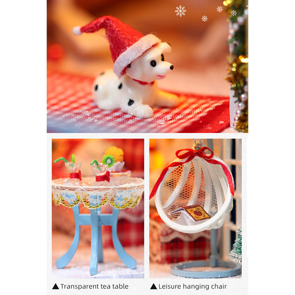 Christmas Snowy Night DIY Miniature House Model Kit, Winter Scene Music Box with Glass Cover, Desktop Decor & Handcrafted Puzzle Gift for Holidays (200+PCS) enginediyshop