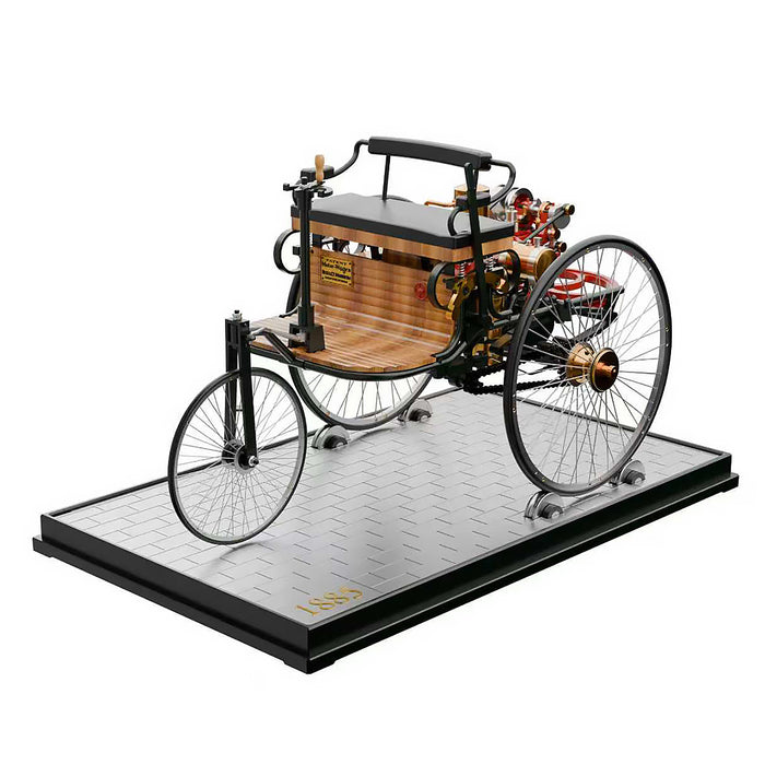 TECHING Vintage First Generation Three-Wheel Automobile  Metal Mechanical Electric DIY Assembly Kit Model-430+ PCS