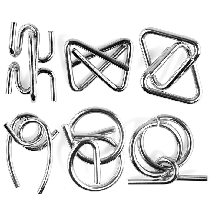 Advent Calendar Filler - Make Yours 24Pcs EPP28 Metal Wire Puzzles Brain Teaser Classical Intellectual Toy - Silver enginediyshop