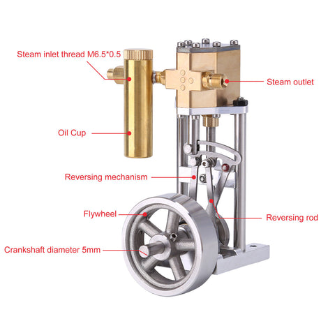 V1313 Mini Vertical Single-Cylinder Steam Engine Model with Reversing ...