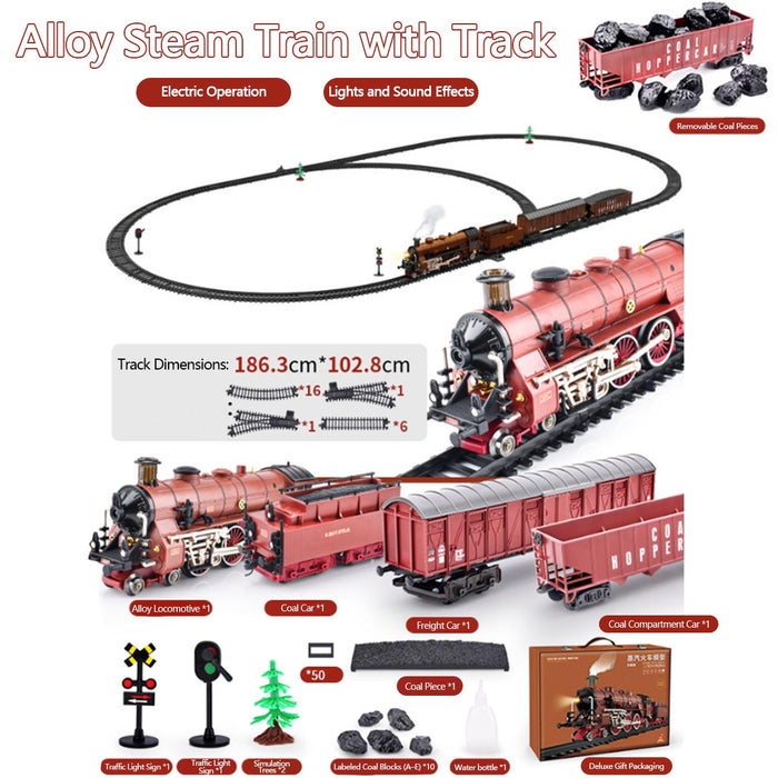 Alloy Electric Train Set Model with Carriage and Long Track, Gift for Boys and Girls enginediyshop