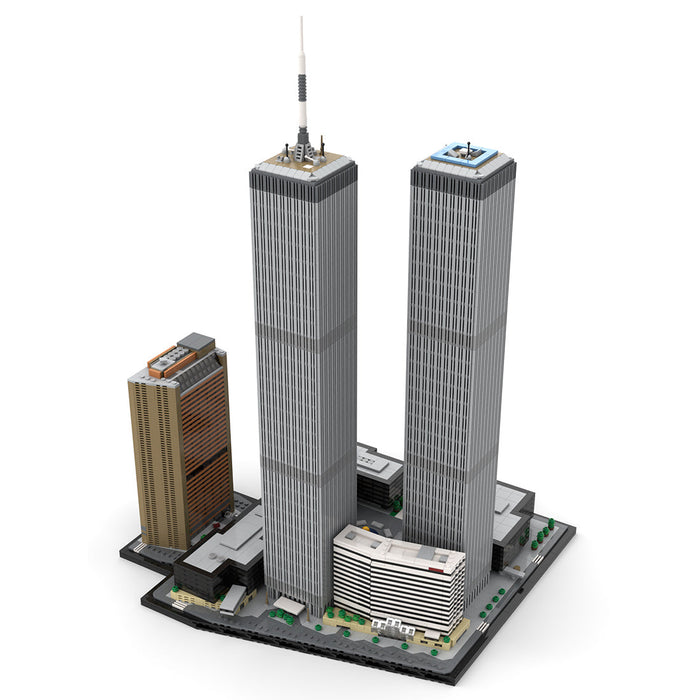 MOC-177998 1/800 Scale Landmark Architecture Twin Towers Street Scene DIY Assembly Building Blocks Set (7129PCS) enginediyshop