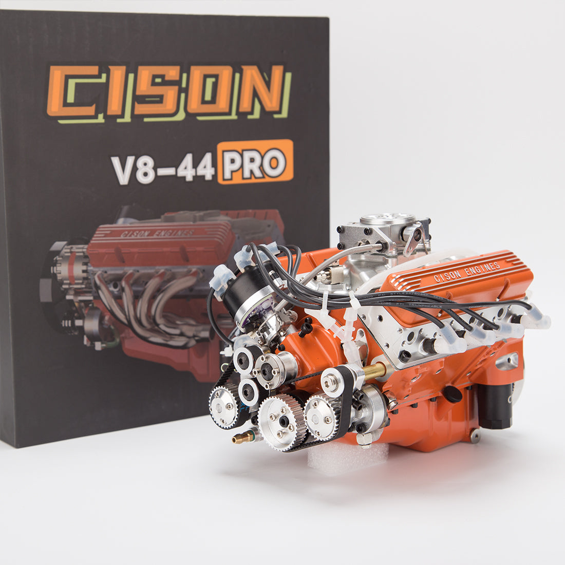 CISON Small-block 44CC 1/6 Scale V8 Engine Model, Water-Cooled 4-Stroke 8-Cylinder Gasoline Engine Internal Combustion V8 Engine Model Kit enginediyshop