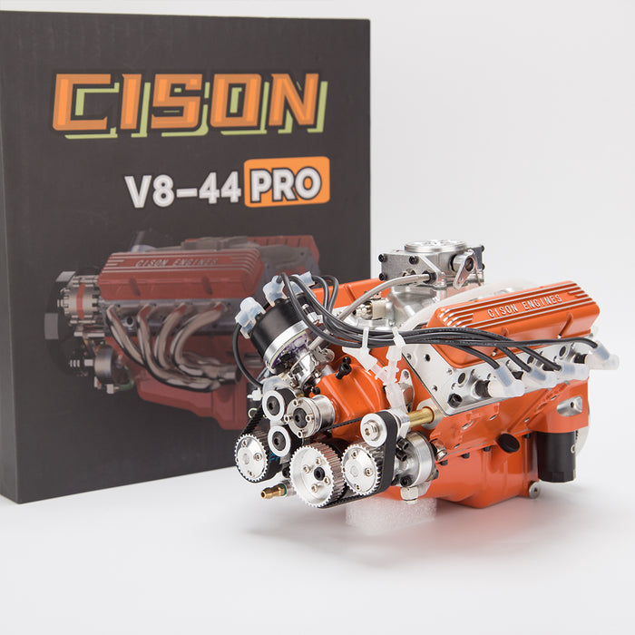 CISON Small-block 44CC 1/6 Scale V8 Engine Model, Water-Cooled 4-Stroke 8-Cylinder Gasoline Engine Internal Combustion V8 Engine Model Kit enginediyshop