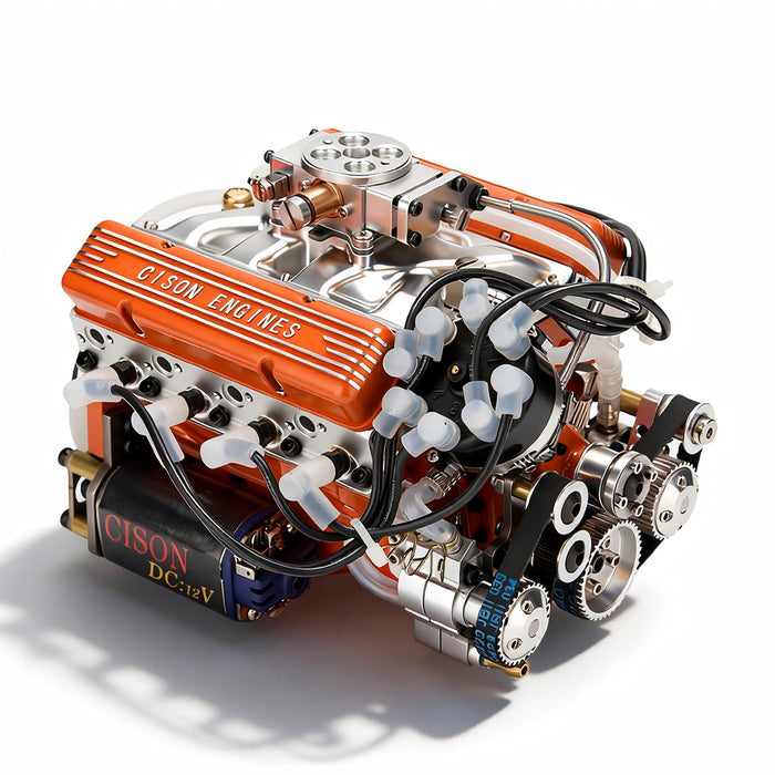 CISON Small-block 44CC 1/6 Scale V8 Engine Model, Water-Cooled 4-Stroke 8-Cylinder Gasoline Engine Internal Combustion V8 Engine Model Kit enginediyshop