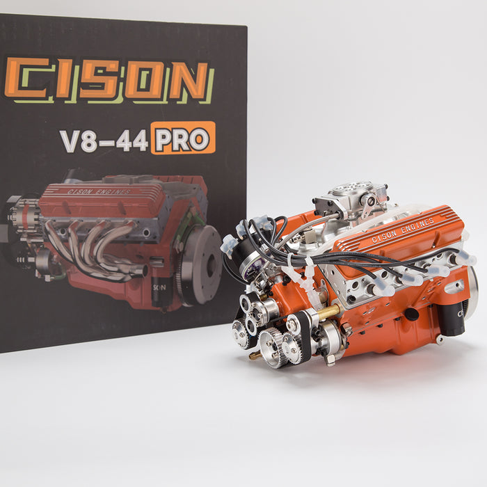 CISON Small-block 44CC 1/6 Scale V8 Engine Model, Water-Cooled 4-Stroke 8-Cylinder Gasoline Engine Internal Combustion V8 Engine Model Kit enginediyshop