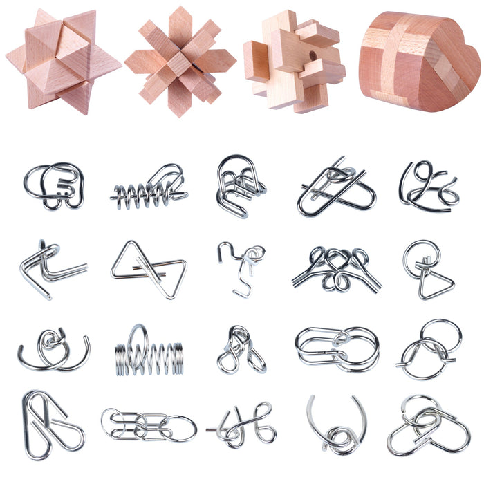 Advent Calendar Brain Teaser Adventskalender 24Pcs Wooden Lock Metal Brain Teasers Puzzle Toy for Adults and Kids - Christmas Type 4 enginediyshop