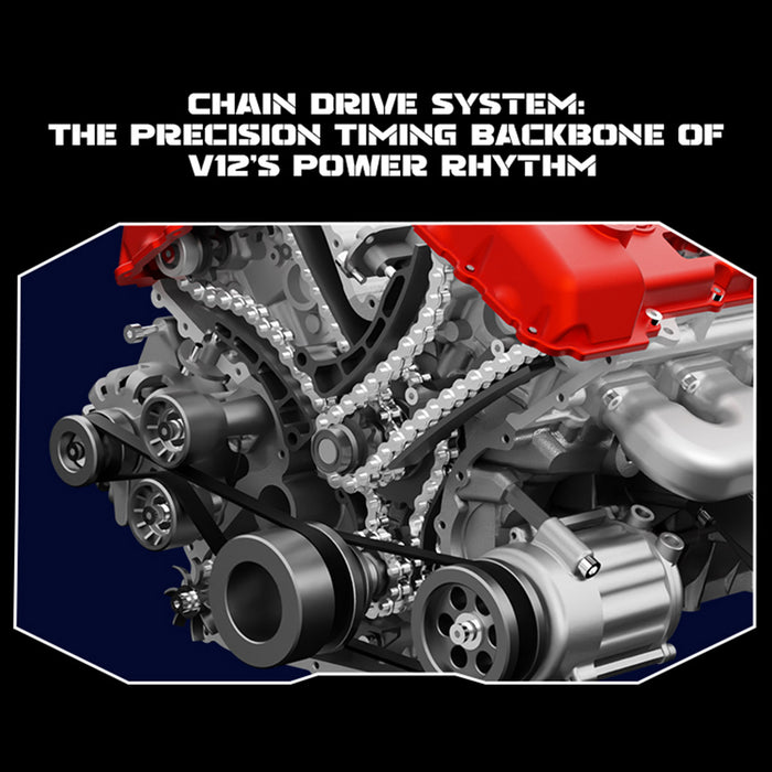 TECHING DM108 V12 Engine Model Kit 1/4 Scale Visible Electric Supercar Engine, DIY Metal Mechanical STEM Educational Kit for Teens & Adults – 800+PCS