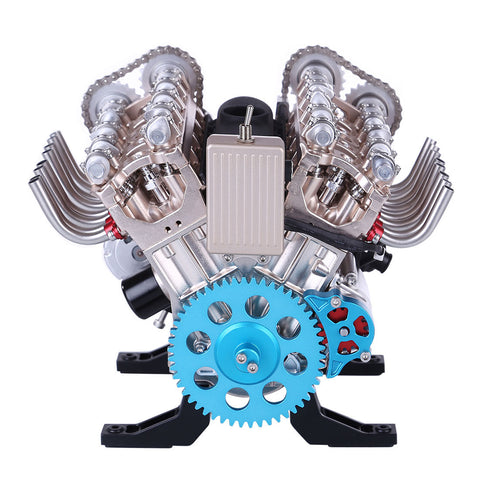 TECHING 500+ Teile 1:3 V8 Motor Modell Bausatz, Metall-Mechanik Motor Experiment Physik Spielzeug 7