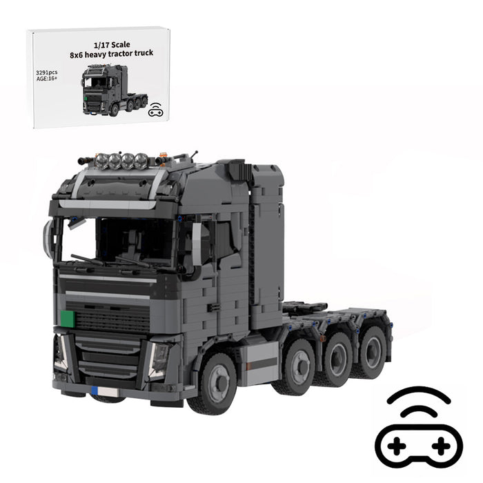 MOC-1/17 Scale Volvo FH16 Heavy Tractor Truck Building Blocks Set(Dynamic Version/Black/3291PCS