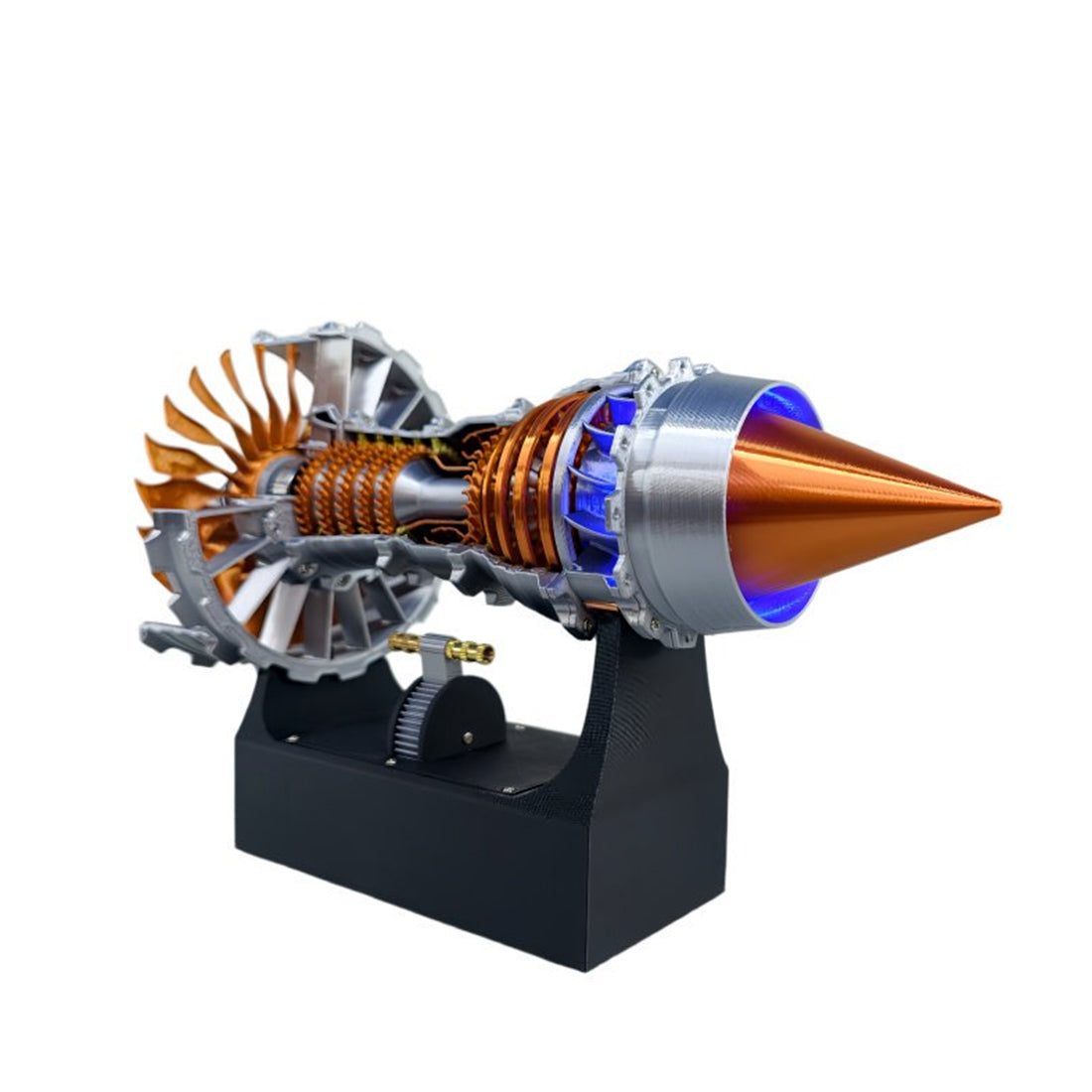 SKYMECHMAN TRENT 900 Turbofan Aircraft Jet Engine Model Kit with Red LED Light - 50+PCS/Brass Color enginediyshop