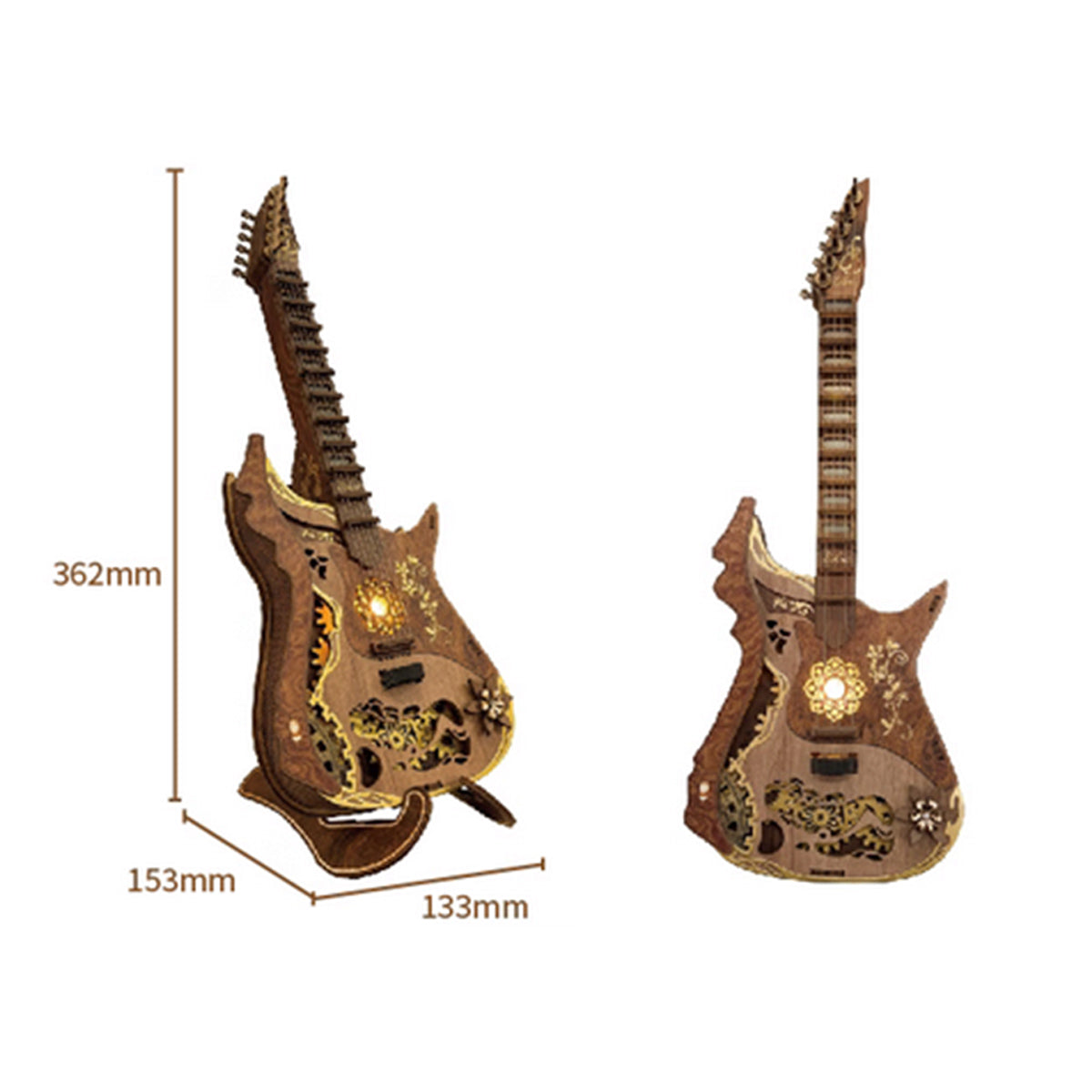 Chord Guitar DIY 3D Wooden Model Kit with LED Lights and Playable Strings, Creative Gift & Desktop Decor (114PCS) enginediyshop