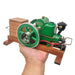 OKMO 1110 Miniature Single-Cylinder 4-Stroke Water-Cooled Horizontal Gasoline Internal Combustion Engine Model with Wooden Display Stand and Ignition System, Japanese Retro Industrial Mechanical Collectible enginediyshop