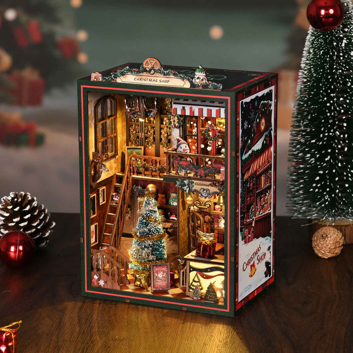 Christmas Shop 3D Wooden DIY Miniature House Kit, Creative Holiday Desktop Decor, Unique Christmas Gift (264PCS) enginediyshop