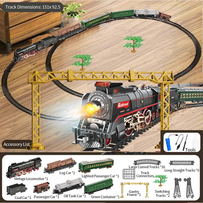 Electric RC Christmas Train Set Model with Carriage and Long Track, Gift for Boys and Girls (Model 623B) enginediyshop