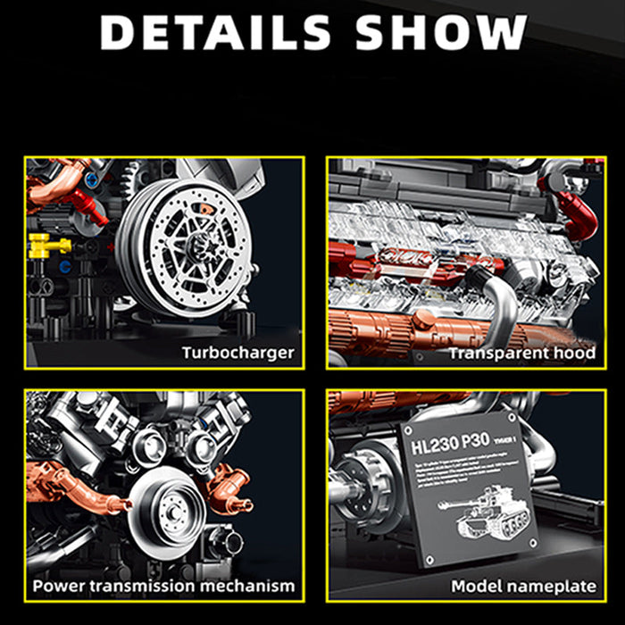 Moc Military Tiger Tank Engine Building Blocks Set（1236PCS） enginediyshop